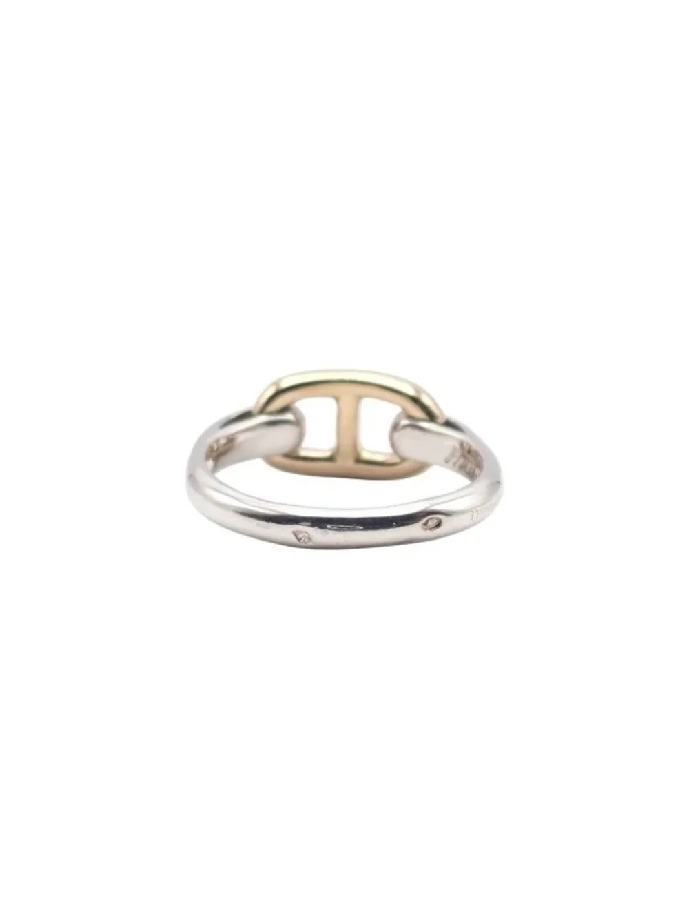 Hermes Chaine D'ancre Vintage Ring 18k Yellow Gold 925 Sterling Silver with